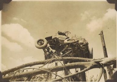 Works Supervisor's jeep impaled on tree, [1951] Albert Speer