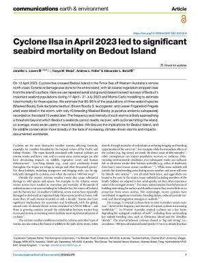 Cyclone Ilsa in April 2023 led to significant seabird mortality on Bedout Island