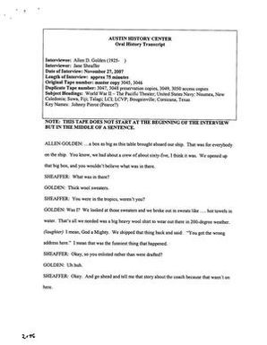 Oral History Interview with Allen Golden, November 27, 2008