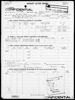 VMSB-331 - ACA Report #219-Bombing and strafing attack on islands of Mille Atoll, Marshall Islands on 6/23/45