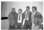 Elesi Kezihiano Kalolo with political executives of Tokelau (faipule). From left: Lepaio Simi, Atatu; Elesi Kezihiano Kalolo; Kele Neemia, Fakaofo; Salesio Lui, Nukunonu.