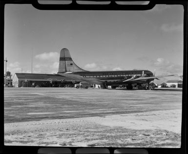 Aeroplane on runway, Canton Island, Republic of Kiribati
