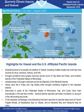 Highlights for Hawaii and the U.S affiliated Pacific Islands - Outlook quarterly climate impacts