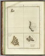 Plans of islands in the South Pacific. Wanooaette I. Wateeoo I. Mangeea Island. Toobouai Island. By William Bligh. London, G. Nicol and T. Cadell, 1785