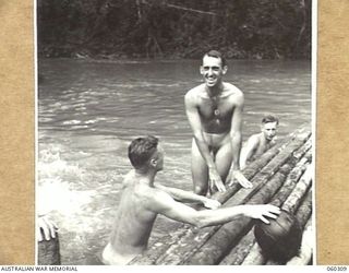 LALOKI RIVER, NEW GUINEA, 1943-11-09. COMPETITORS IN THE 7TH AUSTRALIA INFANTRY BRIGADE SIGNALS SWIMMING CARNIVAL