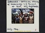 Dancers, official opening of Kerowagi Local Government Council, at Kup, New Guinea Highlands, Jul 1964