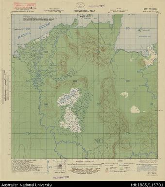Papua New Guinea, New Britain, Mt Penck, Provisional map, Sheet B55/8, 1943, 1:63 360