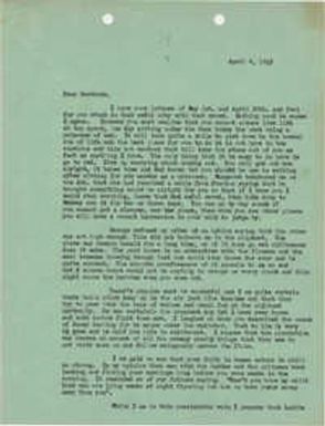 Letter from Sidney Jennings Legendre, April 8, 1945