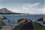 Waikiki Beach, Honolulu, Hawaii, while taking a break during the Midpac Expedition, 1950