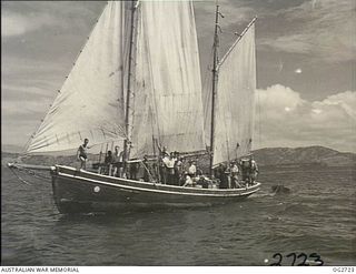 PORT MORESBY, PAPUA. C. 1944. THE SAILING VESSEL WAITARA, USED BY THE RAAF RESCUE SERVICE