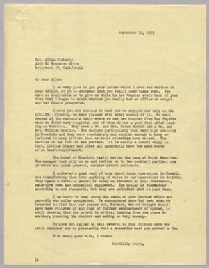[Letter from I. H. Kempner to Allen Kimberly, September 12, 1953]