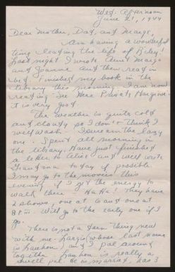 [Letter from John North to his family, June 21, 1944]