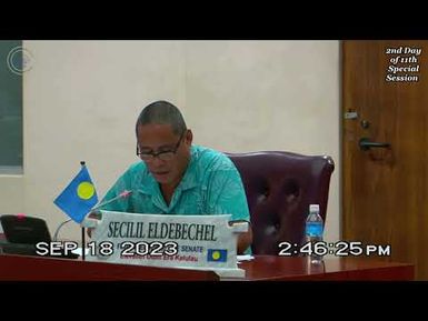 Palau National Congress | 11th OEK, The Senate 2nd Day of 11th Special Session