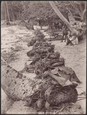 Parcels of food for the church congress feast at Honggo, Florida, Solomon Islands, 1906, 1 / J.W. Beattie