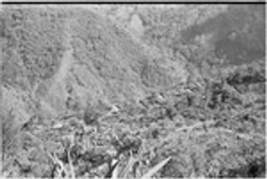 Village on mountain slope, view from above