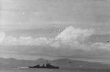 Image from a sea battle involving Japanese Air Forces and U.S. Naval Forces during the battle of Guadalcanal, August 1942