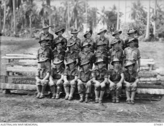 SIAR, NEW GUINEA. 1944-06-21. NO. 11 PLATOON, B COMPANY, 57/60TH INFANTRY BATTALION. IDENTIFIED PERSONNEL ARE:- V212032 PRIVATE H. BUTT (1); V330138 PRIVATE A.H. GERRARD (2); VX144579 PRIVATE H.L. ..