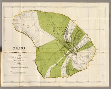 Lanai. Government Survey. 1878. Walter E. Wall, Surveyor. Triangulation, topography, boundaries and map by J.F. Brown and M.D. Monsarrat. Traced from Gov't. Survey reg. map no. 1394. H.E. Newton. September, 1906. Andrew B. Graham Co., Photo-Lithographers, Washington, D.C.