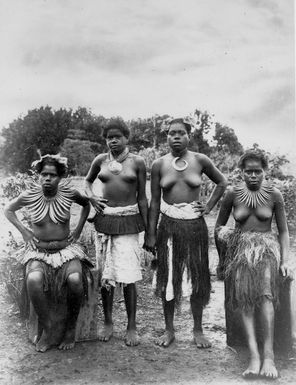[Fijian] girls in native dress and ornaments