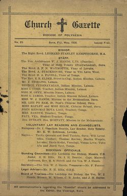 Church Gazette, Polynesia: May 1930