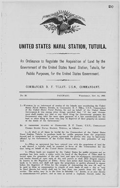 An Ordinance to Regulate the Acquisition of Land by the Government of the United States Naval Station, Tutuila, for Public Purposes, for the United States Government, Order No. 20.