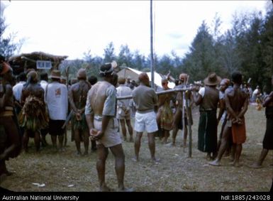 People gathering to vote