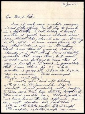 [Letter From Donald F. Baker to His Parents, January 19, 1971]