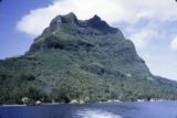 French Polynesia, mountain peaks and coastline of Bora Bora