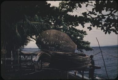 Fish trap with long cane rope for lowering to great depth in the harbour : Rabaul, New Britain, Papua New Guinea, 1960-1961 / Terence and Margaret Spencer