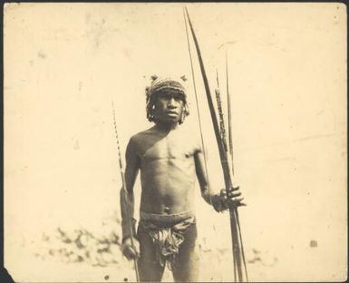 Ramu River man with a bow and arrow, Ramu River, New Guinea, 1935 / Sarah Chinnery