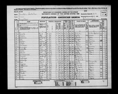 1940 Census - American Samoa - Eastern District of Tutuila County - ED 2-7