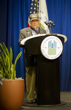 Asian American and Pacific Islanders (AAPI) Heritage event at HUD headquarters, with Hawaii Senator Daniel Inouye and Washington, D.C. television news anchor Eun Yang [among the guest speakers,] and Secretary Shaun Donovan and Deputy Secretary Ron Sims [among the HUD senior officials on hand]