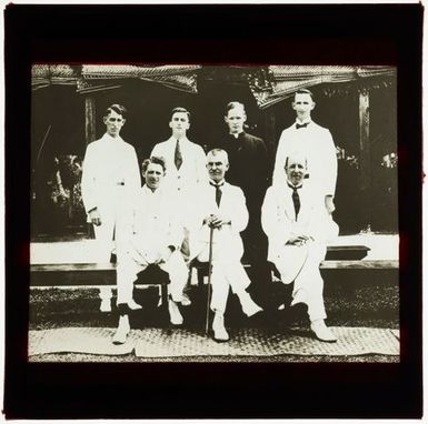 Group photograph of seven men, Samoa