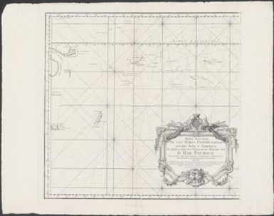 Mapa nautico de los mares comprhendidos entre Asia y America : llamados por los navegantes mar del sur ò Mar Pacifico / por Ths. Lopez, y Juan de la Cruz