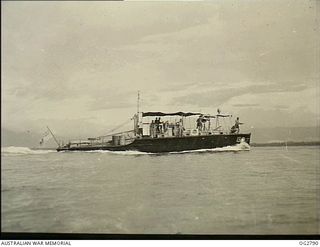 AITAPE, NORTH EAST NEW GUINEA. C. 1945. ANSWERING A CALL IN WEWAK WATERS, RAAF MARINE AIR-SEA RESCUE LAUNCH NO. 13, CLAMPS ON SPEED