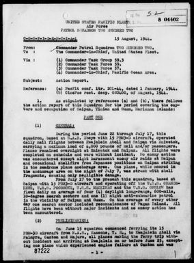 VP-202 - Rep of Ops for the Period Covering the Capture & Occupation of Saipan, Guam & Tinian Is, Marianas - 6/22/44 to 8/15/44