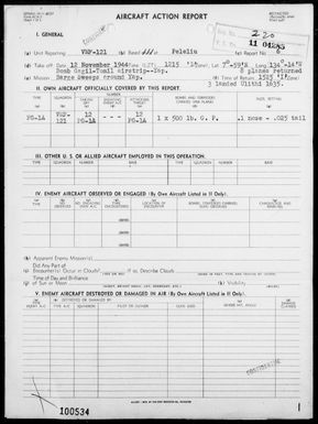 VMF-121 - ACA Rep #6 - Bombing & Strafing Gagil-Tomil Airstrip, Yap Is & Barge Sweep Around Yap Is, Carolines on 11/12/44