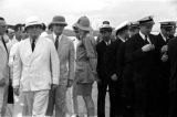 Guam, military officers gathered on pier