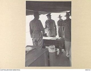 KAIRIRU ISLAND, NEW GUINEA. 1945-09-10. JAPANESE GARRISON FORCES ON KAIRIRU AND MUSCHU ISLANDS, COMMANDED BY REAR-ADMIRAL S. SATO, FORMALLY SURRENDERED TO MAJOR GENERAL H.C.H. ROBERTSON, GENERAL ..