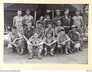 YALU AREA, NEW GUINEA, 1945-07-30. HEADQUARTERS PLATOON, 2/1 FORESTRY COMPANY, ROYAL AUSTRALIAN ENGINEERS, PHOTOGRAPHED AT THE REQUEST OF THE COMMANDING OFFICER