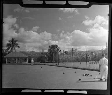 Playing bowls on the bowling green, Ba, Fiji