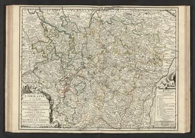 Les Duchez de Lorraine et de Bar. La Seigneurie Temporelle des Evechez de Metz, de Toul, et de Verdun; ou sont remarquees les Terres qui y ont esté reunies par les Arrests de la Chambre Royale de Metz en l'An 1680 etc. Les Presidiaux de Metz, de Toul, de Verdun, et de Sar-Louis; avec les Bailliages de Longwy, et d'Espinal qui sont independants des Presidiaux selon les edits du Roy de l'An 1685. Recueillies de divers Memoires par le Sieur Tillemon. Dressez et dediez a Louis le Grand Roy de France et de Navarre. Par son tres humble et tres obeissant serviteur et fidel subjet J. B. Nolin Geographe de S. A. R. Monsieur. 1696. A Paris, Chez J. B. Nolin sur le Quay de l’Horloge du Palais à l'Enseigne de la Place des Victoires. Avec Privilege du Roy.