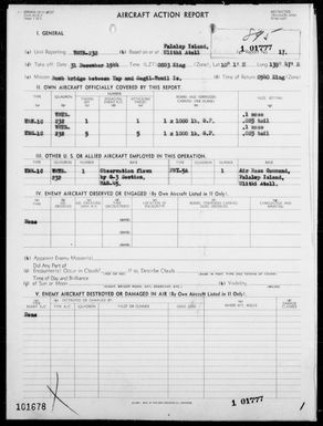 VMTB-232 - ACA Report #17 - Bombing Bridge Between Yap & Gagil-Tomil Islands, Carolines on 12/31/44