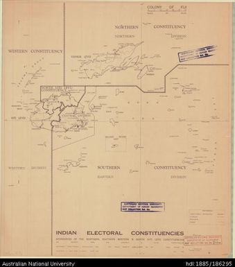 Fiji, Indian Electoral Constituencies, Administration, 1962, 1:1 500 000