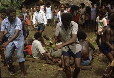 Ben Burt Malaita PhotosBoys' sango dance practice led by school teacher Leslie Gereniu (on the left), on a Sunday