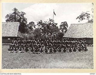 NADZAB, NEW GUINEA. 1945-10-05. NATIVE TROOPS OF M SPECIAL UNIT INFANTRY BATTALION AT THE ALLIED INTELLIGENCE BUREAU, NEW GUINEA HEADQUARTERS