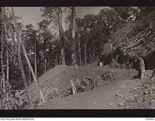 BULLDOG-WAU ROAD, NEW GUINEA, 1943-07-16. ROAD BENCHING NEAR BANNON'S LOOKOUT