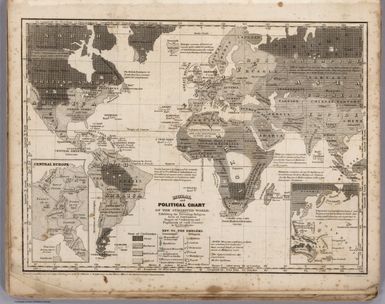 Moral And Political Chart Of the Inhabited World. Exhibiting The Prevailing Religions, Forms Of Government And Degrees Of Civilization, And Population Of Each Country. By W.C. Woodbrige. Entered ... 1845, by W.C. Woodbridge ... Massachusetts. Hartford. Published By Wm. Jas. Hamersley. (inset map) Central Europe. (inset untitled map) showing Polynesia and Australia. (to accompany) Modern Atlas, Physical, Political And Statistical; Exhibiting On Separate Maps ... Entered ... 1843, by W.C. Woodbridge ... Massachusetts. Hartford. Published By Belknap And Hamersley.