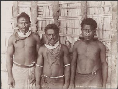 Three men of Uru, Malaita, Solomon Islands, 1906 / J.W. Beattie