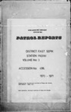 Patrol Reports. East Sepik District, Pagwi, 1970 - 1971